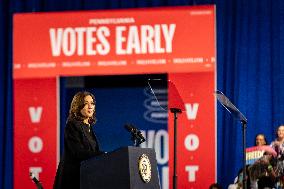 Vice President Kamala Harris Campaigns In Harrisburg, Pennsylvania