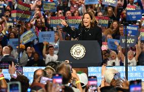 Vice President Of The United States Kamala Harris Campaign Rally At PA Farm Show Complex In Harrisburg Pennsylvania