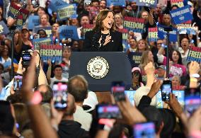 Vice President Of The United States Kamala Harris Campaign Rally At PA Farm Show Complex In Harrisburg Pennsylvania