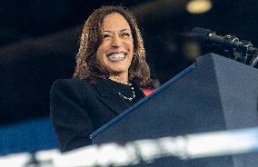 Harris Campaigns In Raleigh - North Carolina