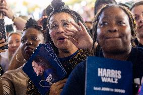 Harris Campaigns In Raleigh - North Carolina