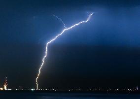 A Bolt Of Lightning Over Kuwait City