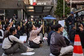 Korean University Student Progressive Union Rally Calls For The Expulsion Of People Power Party National Assembly Member Han Ki-