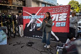 Korean University Student Progressive Union Rally Calls For The Expulsion Of People Power Party National Assembly Member Han Ki-