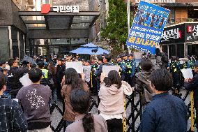 Korean University Student Progressive Union Rally Calls For The Expulsion Of People Power Party National Assembly Member Han Ki-