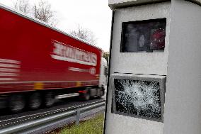 Vandalized traffic camera