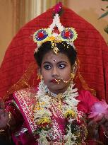 Kumari Puja On The Occasion Of Kali Puja Festival In Kolkata, India