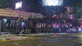 Dodgers Win The World Series Against The New York Yankees And Celebrations End With A Burning Bus And A Dispersal By The LAPD.