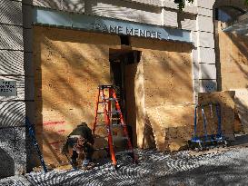 Construction Crews Board Up Windows Near The White House As Election Draws Near.