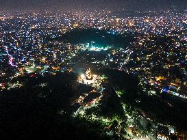 The Twinkling Lights Of Kathmandu City, Nepal