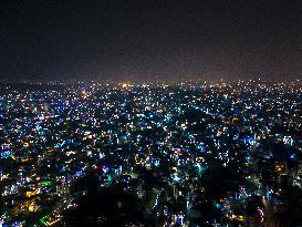 The Twinkling Lights Of Kathmandu City, Nepal