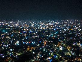 The Twinkling Lights Of Kathmandu City, Nepal