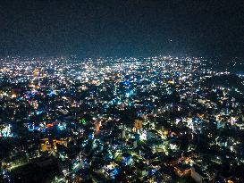 The Twinkling Lights Of Kathmandu City, Nepal