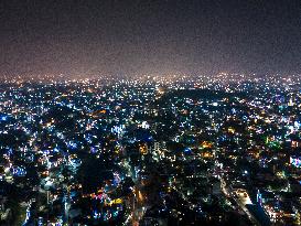 The Twinkling Lights Of Kathmandu City, Nepal