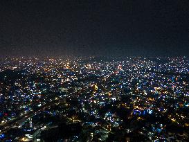 The Twinkling Lights Of Kathmandu City, Nepal