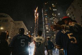 Dodgers World Series Win Celebration In Downtown Los Angeles