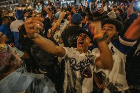 Dodgers World Series Win Celebration In Downtown Los Angeles