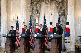 Secretaries Blinken And Austin Meet With Their Korean Counterparts At The State Department