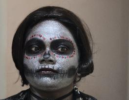 Sugar Skull Make-up On Halloween Night