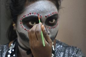 Sugar Skull Make-up On Halloween Night