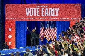 Kamala Harris Hold Concert Campaign Rally In Madison, Wisconsin.