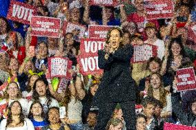 Kamala Harris Hold Concert Campaign Rally In Madison, Wisconsin.