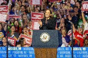 Kamala Harris Hold Concert Campaign Rally In Madison, Wisconsin.