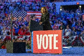 Kamala Harris Hold Concert Campaign Rally In Madison, Wisconsin.