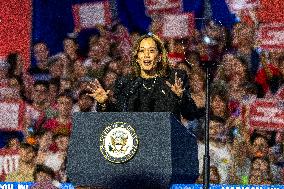 Kamala Harris Hold Concert Campaign Rally In Madison, Wisconsin.