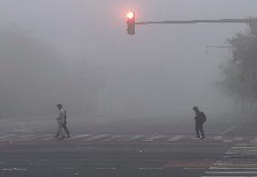 Dense Fog Envelops Beijing