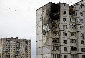 Kyiv apartment block damaged by Russian drone attack