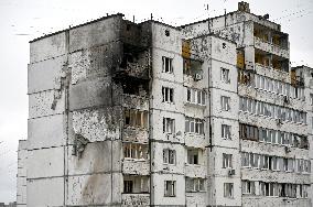 Kyiv apartment block damaged by Russian drone attack