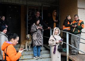 Kyiv apartment block damaged by Russian drone attack