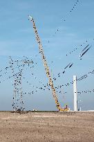 Wind Turbine Installation At Castelluccio Dei Sauri Wind Farm, Italy