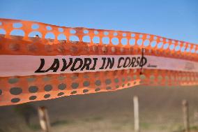 Wind Turbine Installation At Castelluccio Dei Sauri Wind Farm, Italy