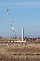 Wind Turbine Installation At Castelluccio Dei Sauri Wind Farm, Italy