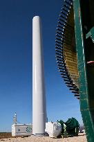 Wind Turbine Installation At Castelluccio Dei Sauri Wind Farm, Italy