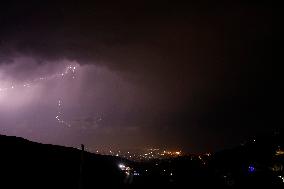 Lightning Illuminating The Night Sky - Lebanon