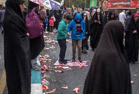 Iranians Burn U.S. And Israeli Flags In Tehran