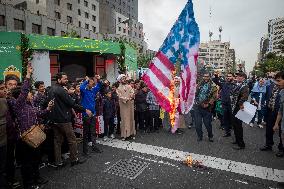 Iranians Burn U.S. And Israeli Flags In Tehran