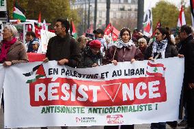 Pro-Palestine And Pro-Liban Rally - Paris