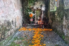 Cemetery Del Carmen Is Decorated Whit Cempaschil Flowers For Day Of The Dead