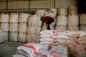 Palestinians Collect Flour - Gaza