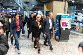 Catherine Vautrin And Francois Durovray Visit Montparnasse Station - Paris