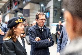 Catherine Vautrin And Francois Durovray Visit Montparnasse Station - Paris