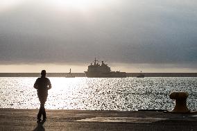 Amphibious Ship Galicia Arrives At The Port Of Valencia