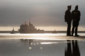 Amphibious Ship Galicia Arrives At The Port Of Valencia