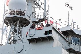 Amphibious Ship Galicia Arrives At The Port Of Valencia