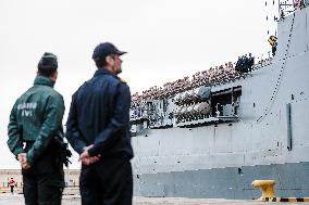 Amphibious Ship Galicia Arrives At The Port Of Valencia