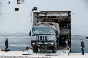 Amphibious Ship Galicia Arrives At The Port Of Valencia